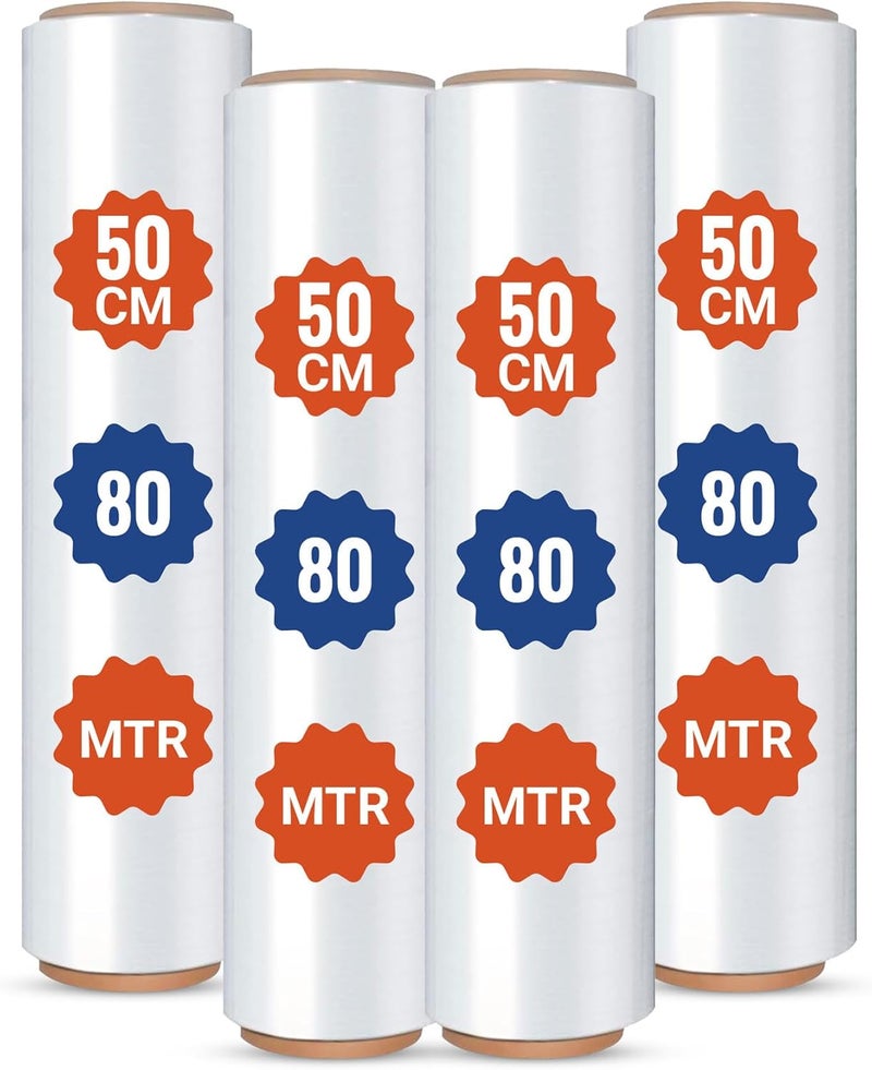 Duravel Industrial Strength Stretch Film - 50cm x 80m, 4 Rolls - Image 1